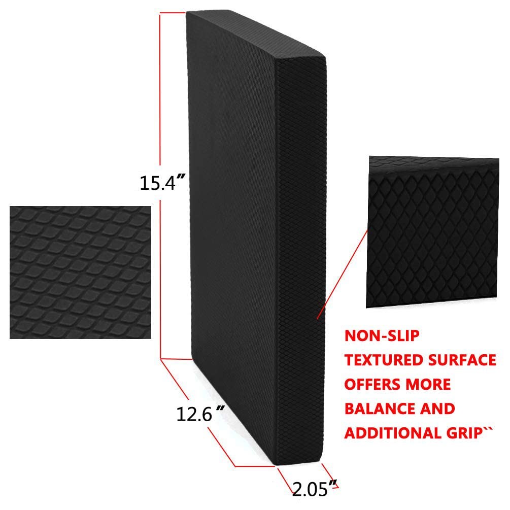 Strainho Non-Slip Balance Foam Pad,Gym 15.4 x 12.6 x 2.05 inches, Black
