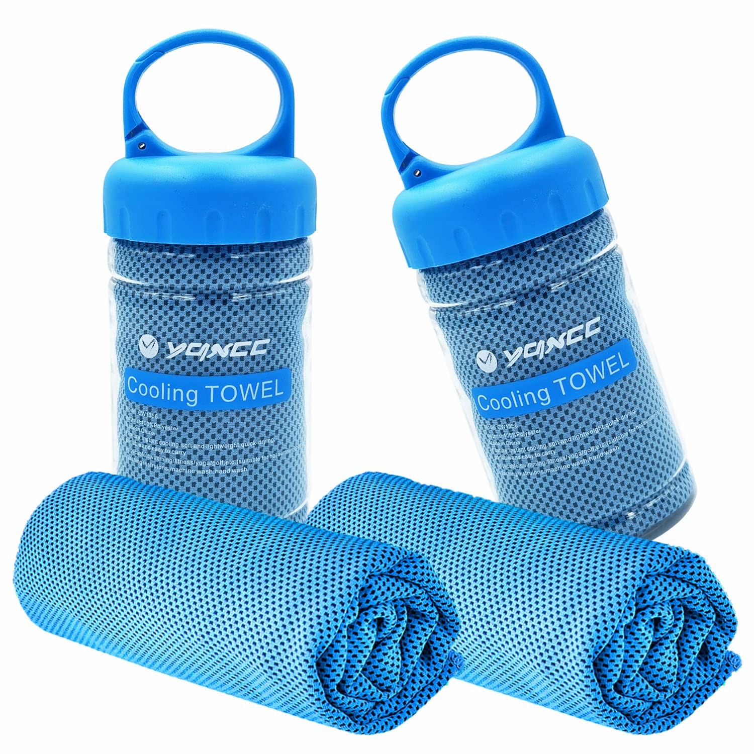 YQXCC Cooling Towel | 2 Pack 47&Prime;x12&Prime; | Ice Cool for Neck Large, 2*light Blue