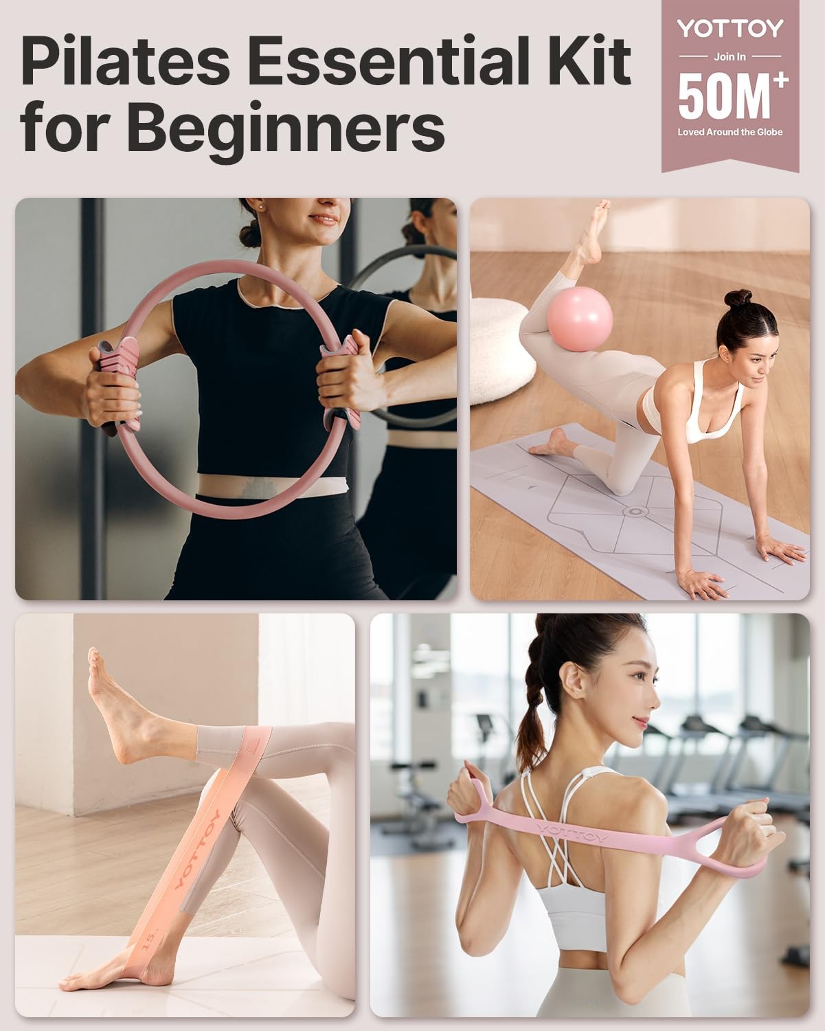 13.5 Inch Pilates Ring and Ball Set, Figure 8 Resistance Bands, Stretch Bands…