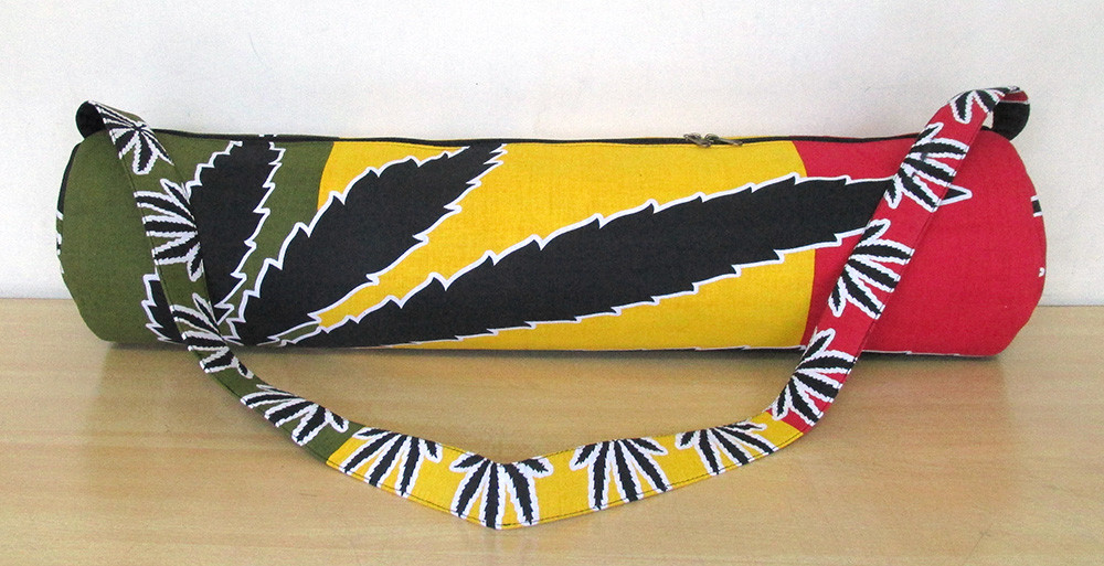 Bag Indian Handmade Leaf Print Cotton Yoga Mat Carrier Bag with Shoulder Strap @