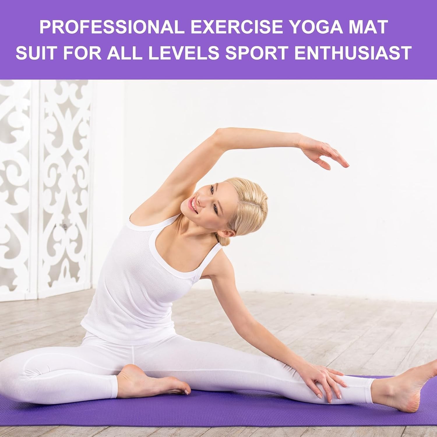 3 mm Thick Yoga Mat, Exercise Workout Non Slip Fitness Pad for Women
