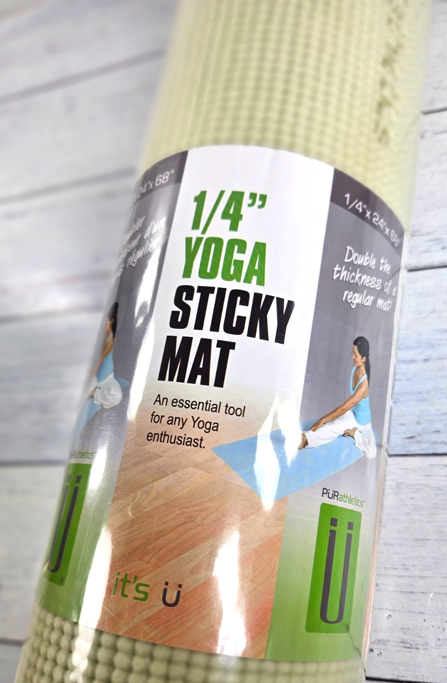 1/4&Prime; YOGA Sticky Mat DOUBLE Thickness! 24 x 68&Prime; PURathletics WTE10125AM