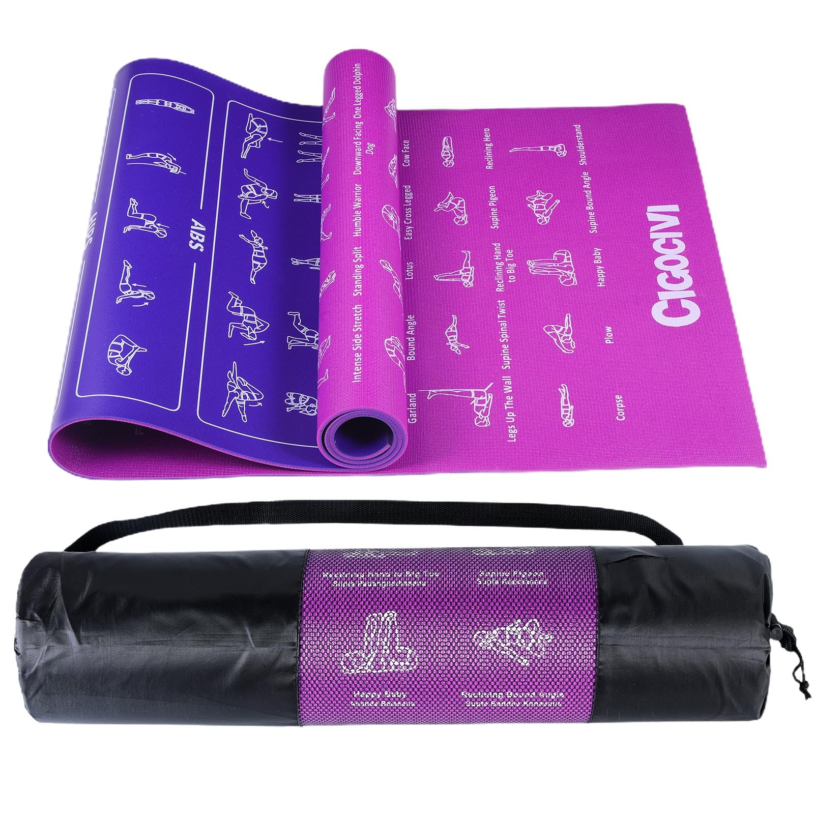 Instructional Travel Yoga Mat with 75 Asanas Poses Exercises – Christmas Gif…