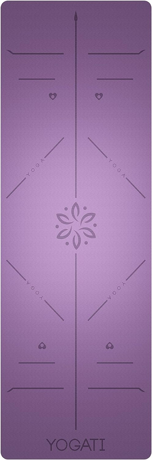 ® Yoga Mat with Strap with Alignment Lines. Home Workout Mat for Women, Men and