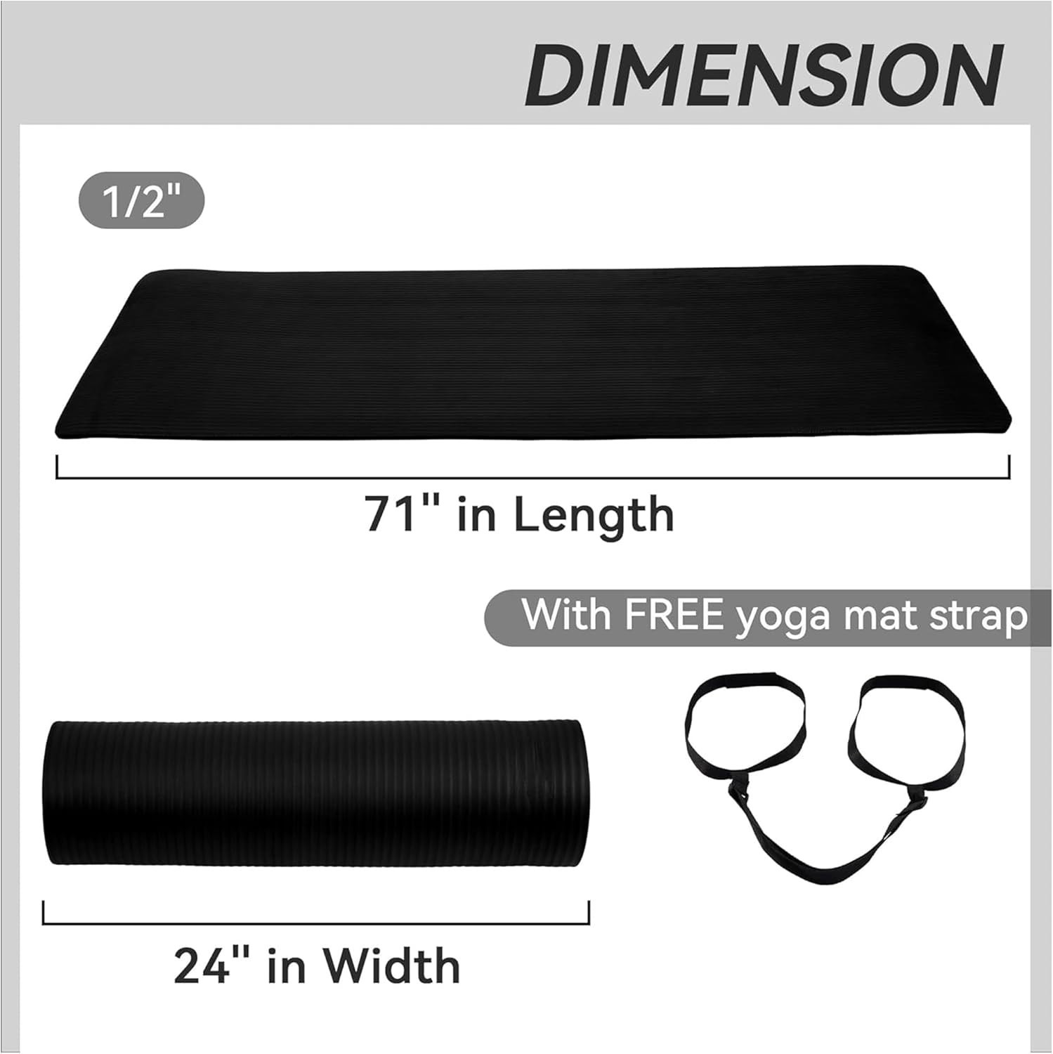 1/2-Inch Extra Thick Yoga Mat – Non-Slip High Density Foam for Enhanced Support