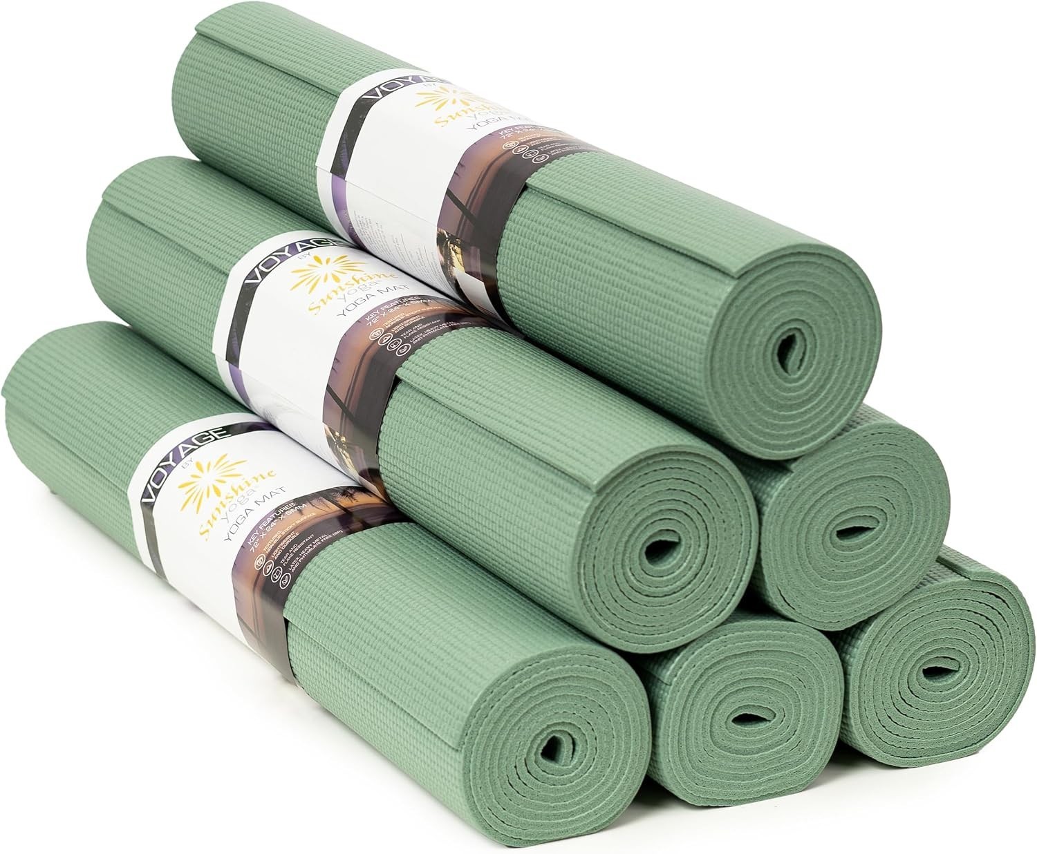 Voyage Yoga Mat 6 Pack 72&Prime; x 24&Prime; Professional Studio & Gym Bulk Yoga Mats 5mm US