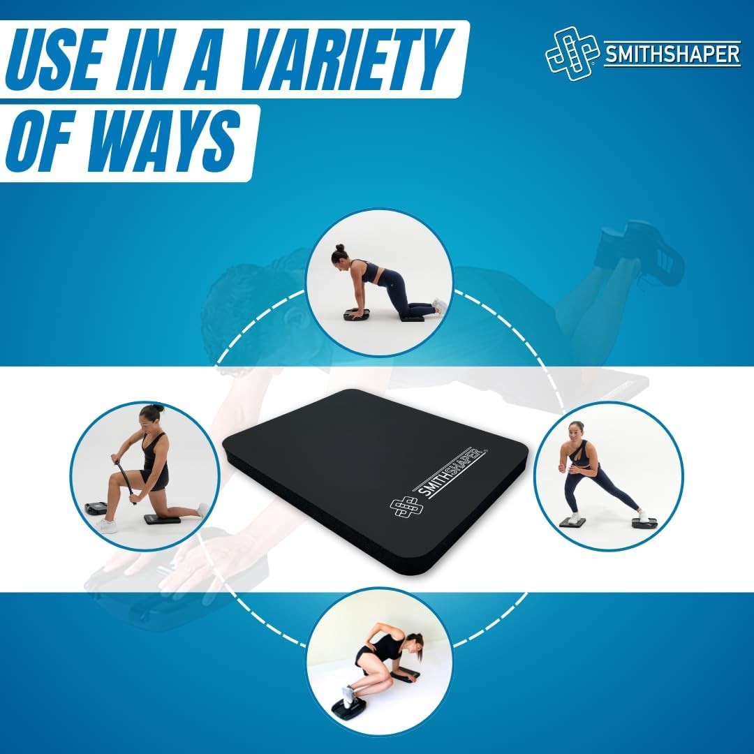 SmithShaper® SUPER PAD Thick Exercise Knee Mat (25.4mm) Cushions Knees Black