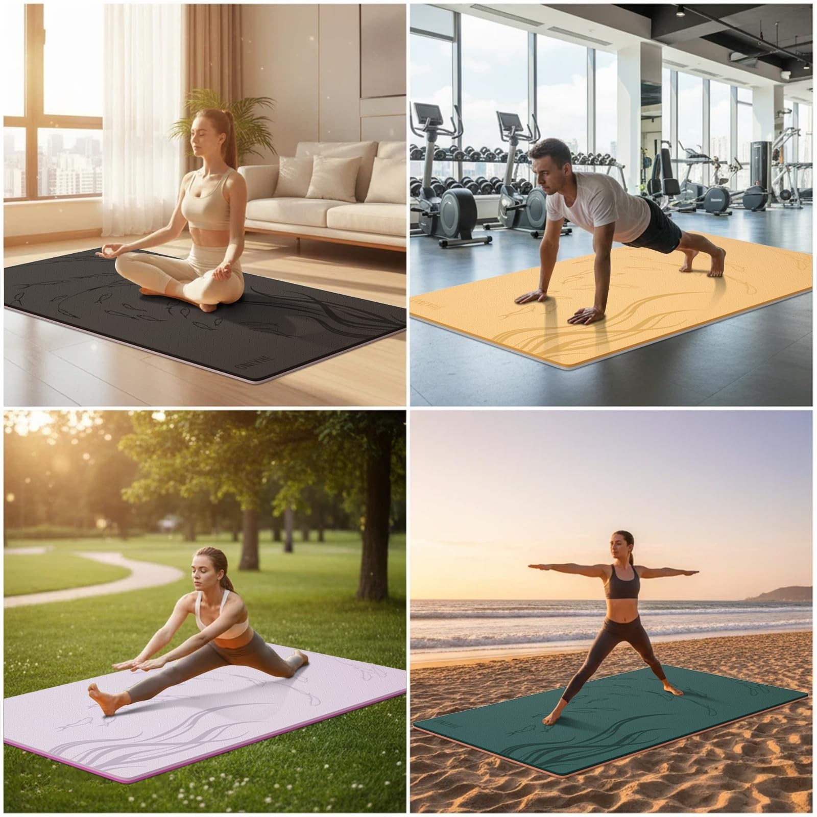 Extra Wide Yoga Mat 76&Prime;x40&Prime;x10mm TPE Non-Slip Fitness Exercise Mat | Thick 10…