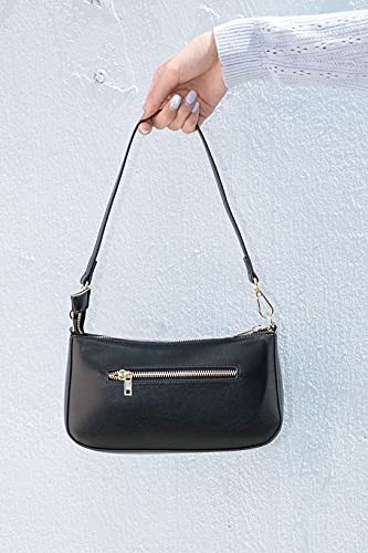 Shoulder Bag for Women Retro Vegan Leather Classic Clutch Tote HandBag Black