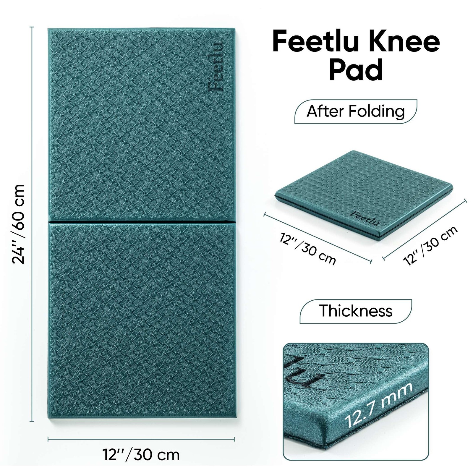 Feetlu Cushioned Yoga Knee Pad – 24” x 12” x 1/2” 24&Prime; x 12&Prime; x 1/2&Prime;, Green