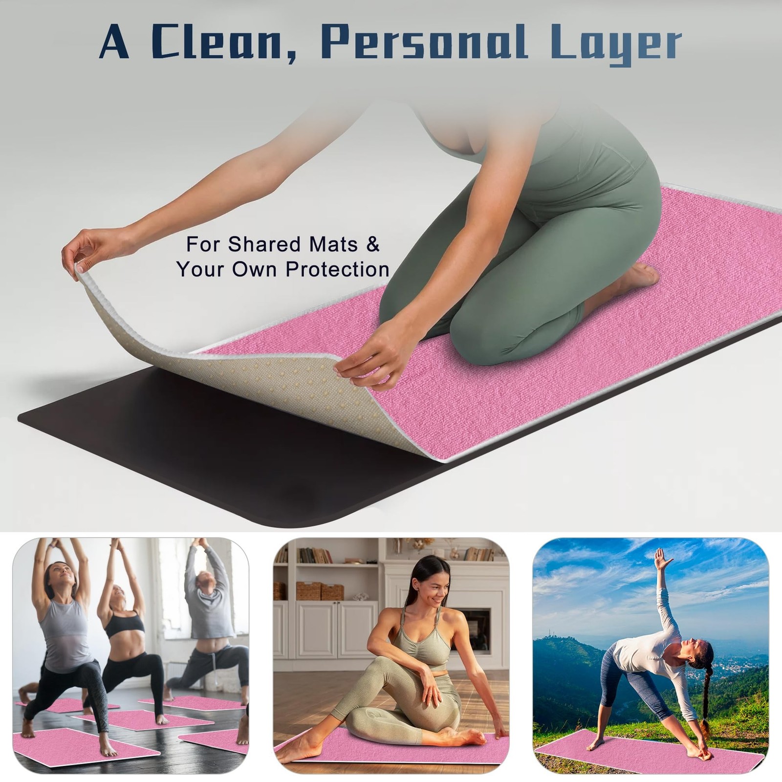 Hot Yoga Towel Non-Slip,Thick & Soft Yoga Mat Towel, Sweat Absorbent, with Gr…