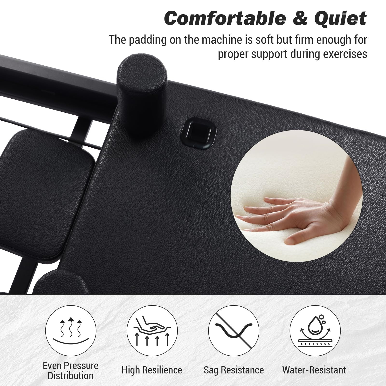 Pilates Reformer Machine,Foldable Pilates Equipment w/Adjustable Resistance Cord