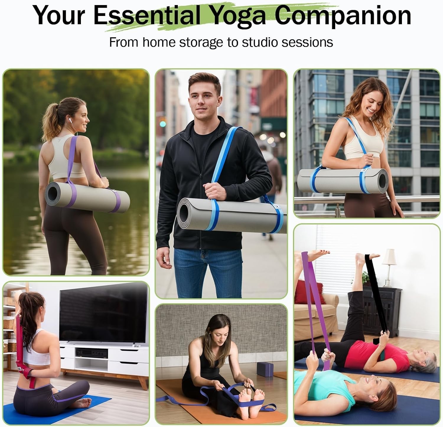 Yoga Mat Strap Adjustable Cotton Carrier Sling Black Durable Portable Secure …
