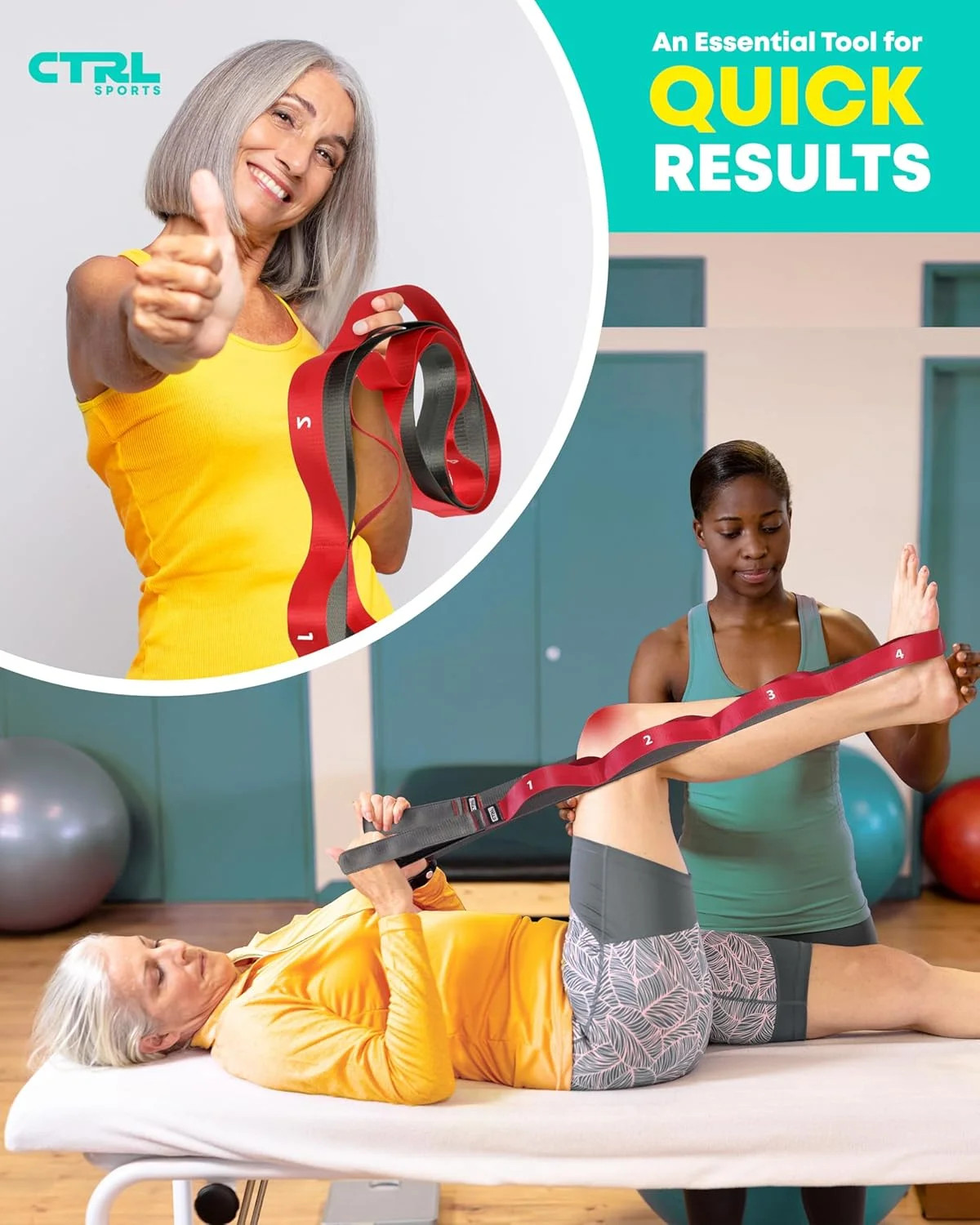 Stretching Strap with Loops – Non Elastic Stretch Band for Physical Therapy, Yog