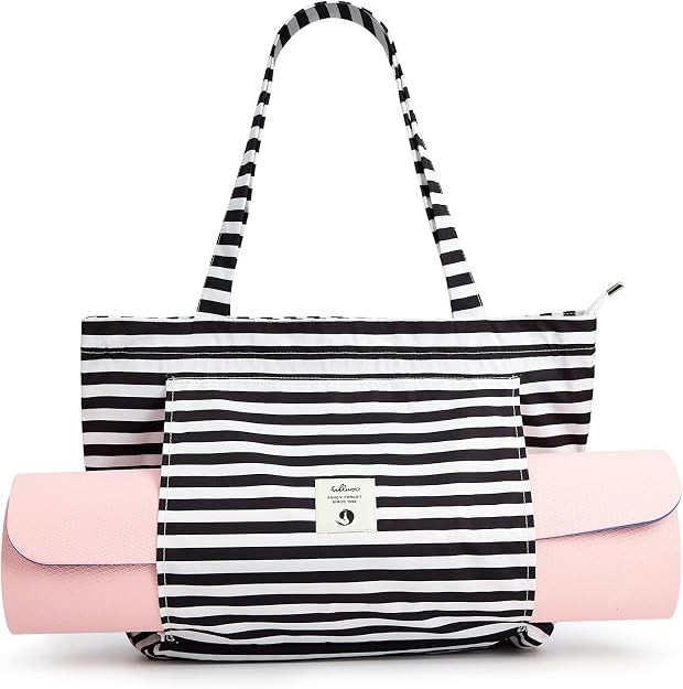 Yoga Bags for Women with Yoga Mats Bags Carrier Carryall Canvas Tote stripes