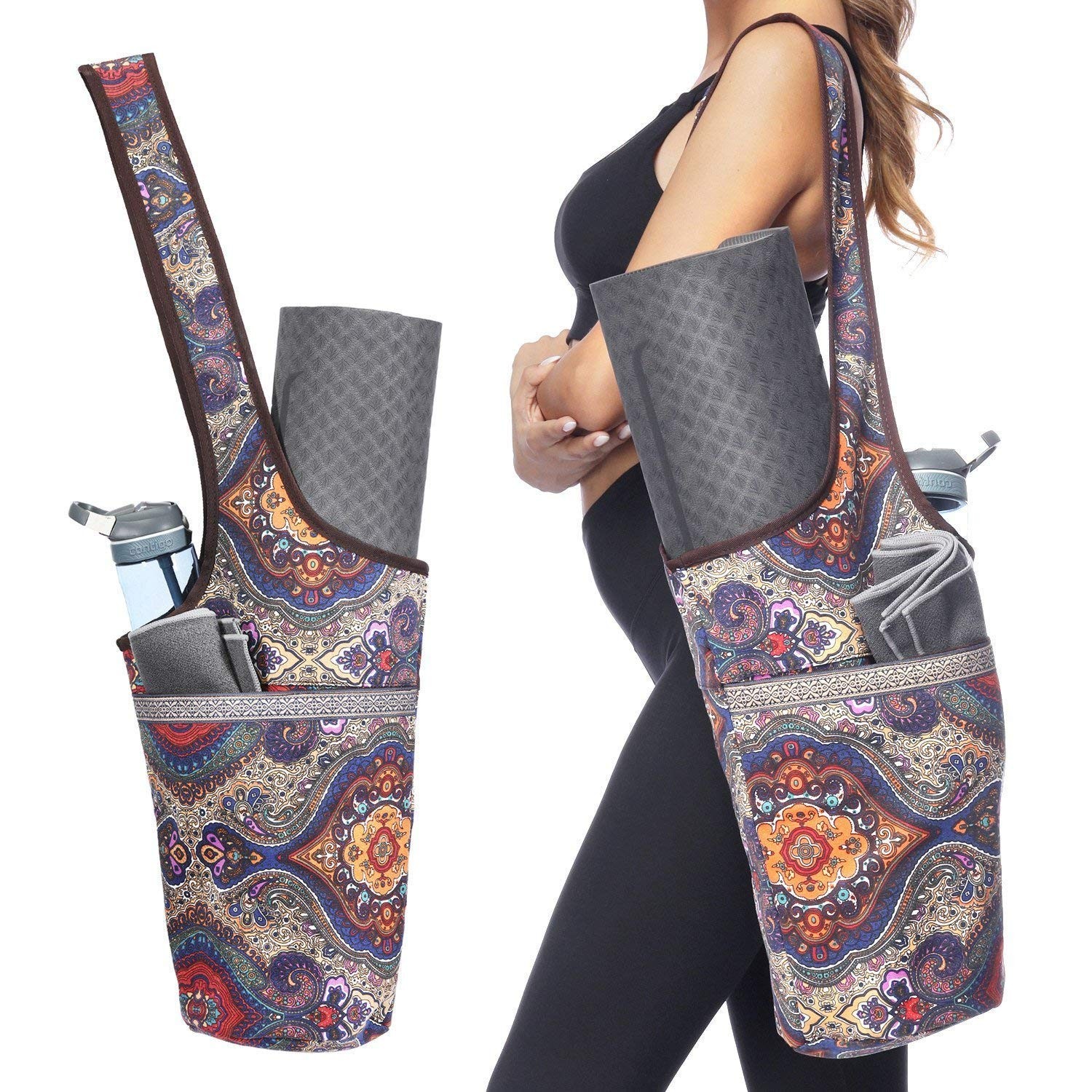 Entiforry Yoga Mat Bag with Large Size Pocket and Zipper Pocket, Yoga Mat Str…