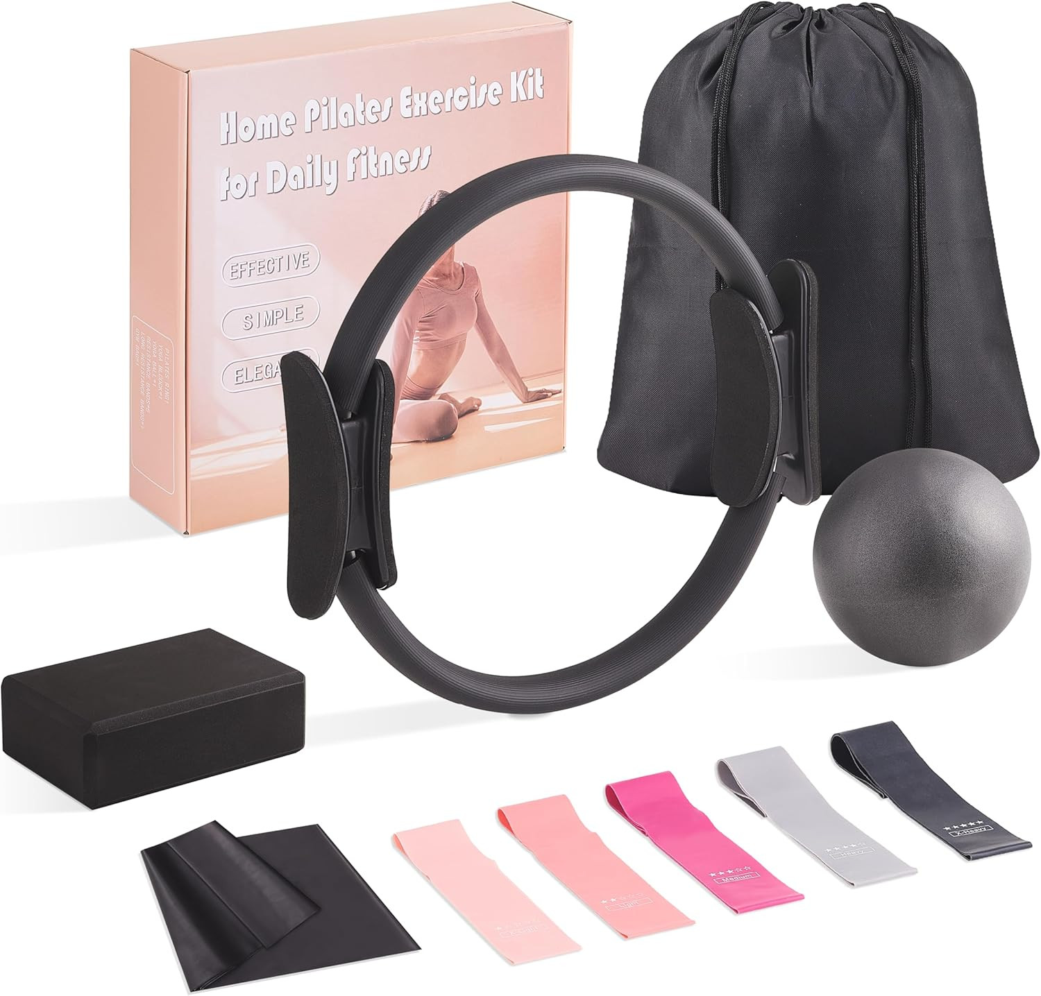 10 Pcs Pilates Equipment Present Pilates Ring Set with Yoga Ring Ball Stretching