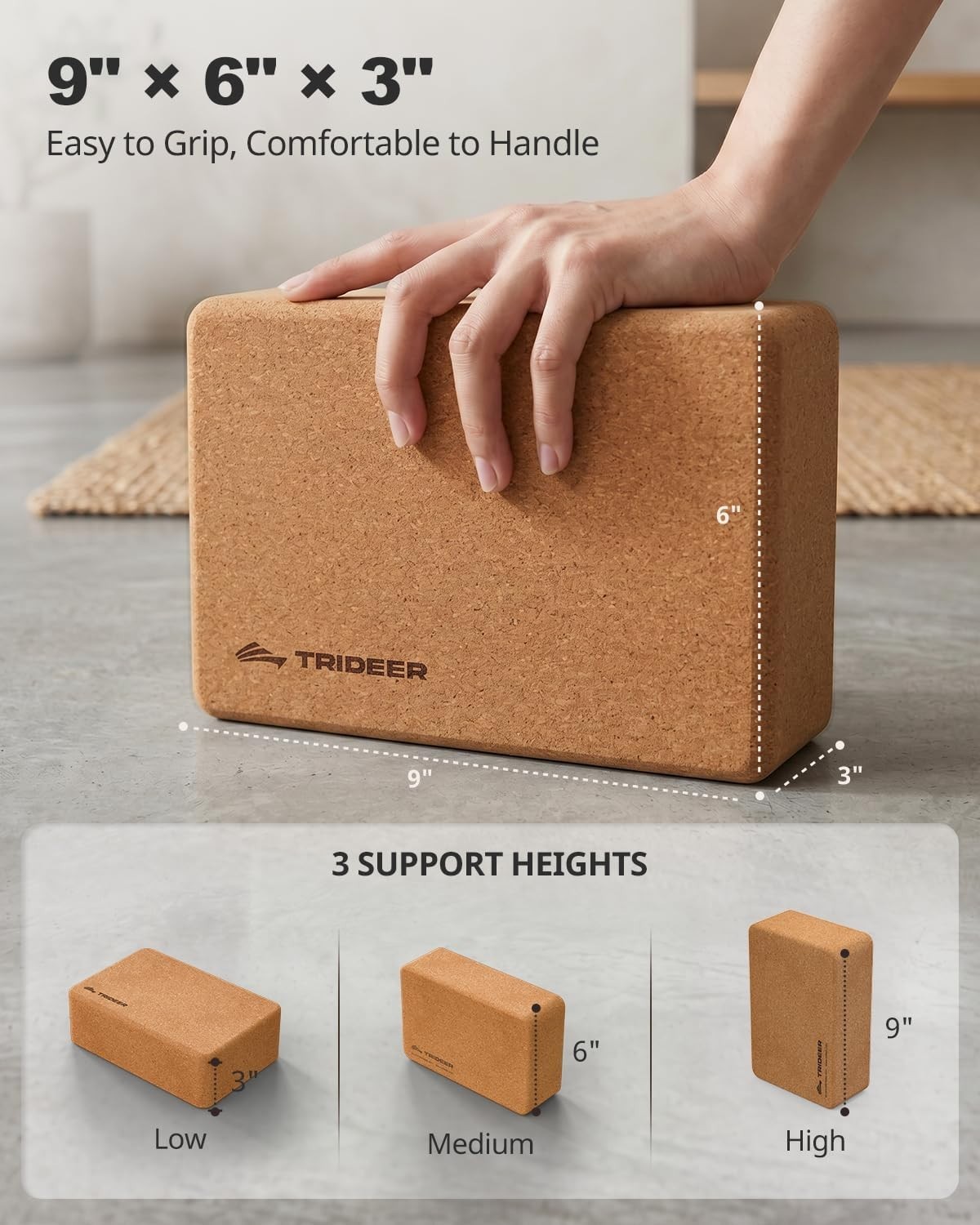 Cork Yoga Blocks, 2 Pack Yoga Blocks Natural Cork, High Density Yoga Block wi…