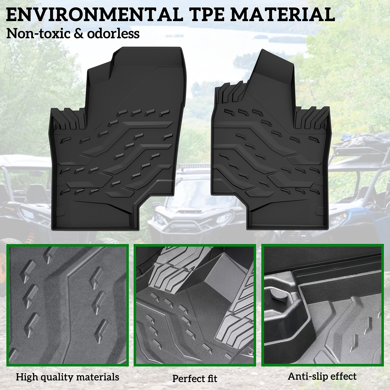 TPE Floor Mats for Can-Am Commander Trail Sport, Front Row Floor Liners All W…