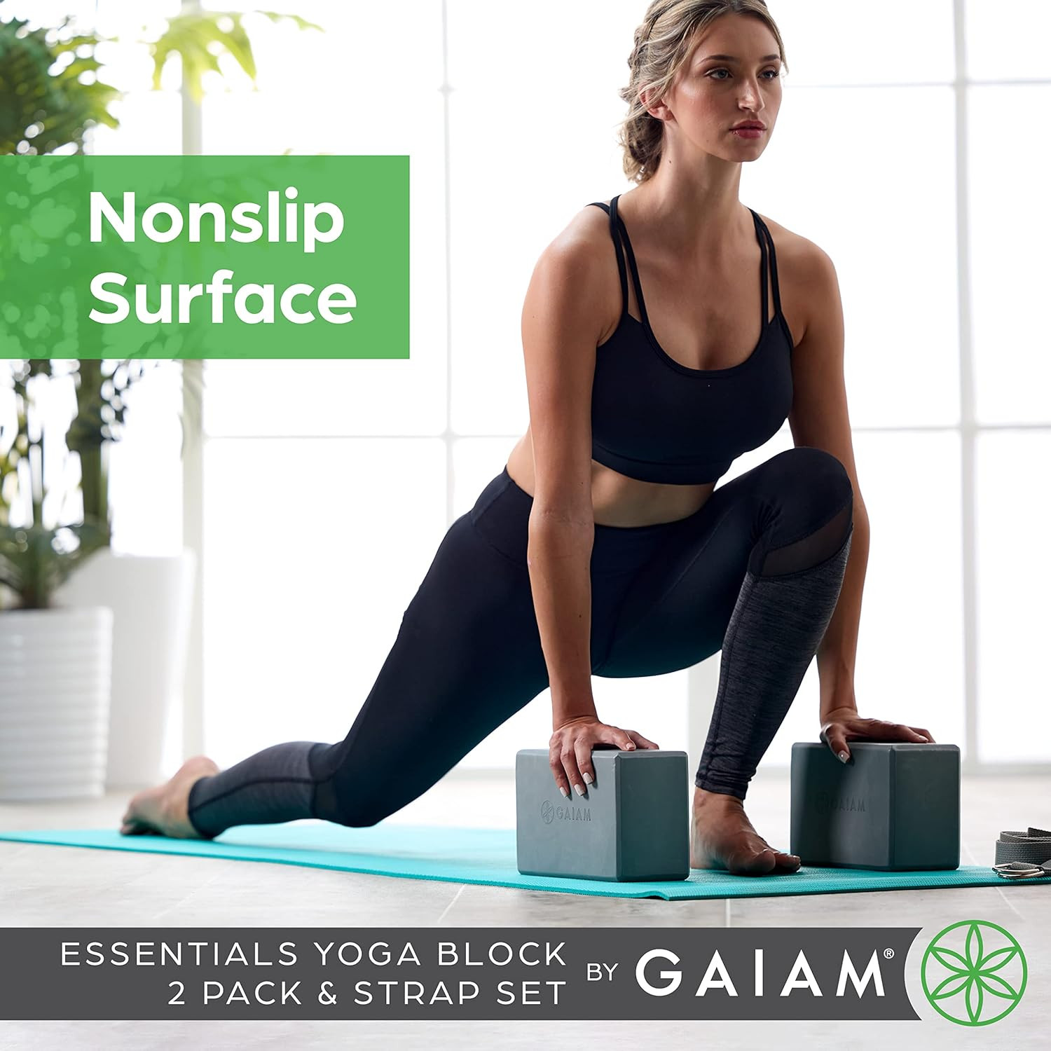 Gaiam Yoga Block – Supportive Latex-Free Eva Foam – Soft Non-Slip Surface with B