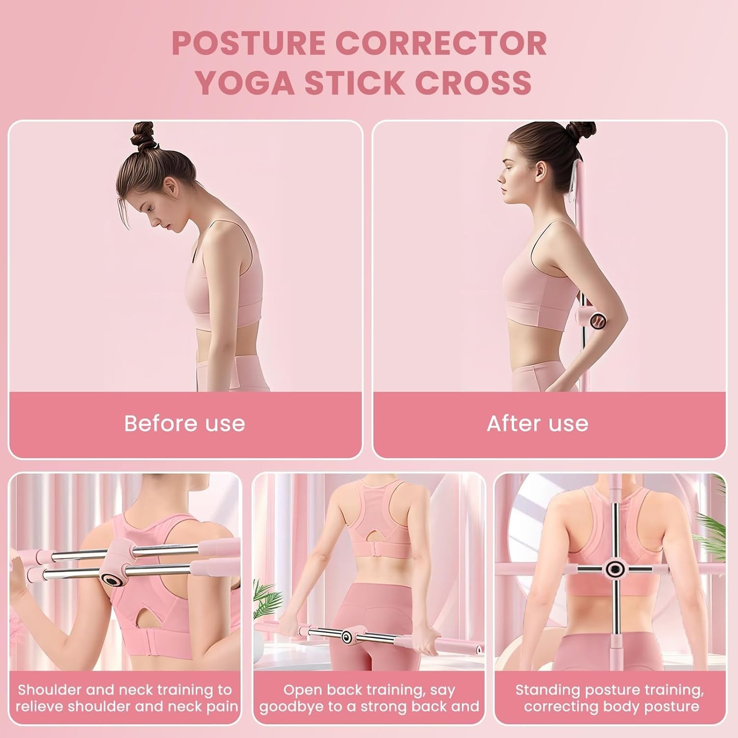 Posture Corrector Yoga Stick for Back Pain Relief and Shoulder Stretching