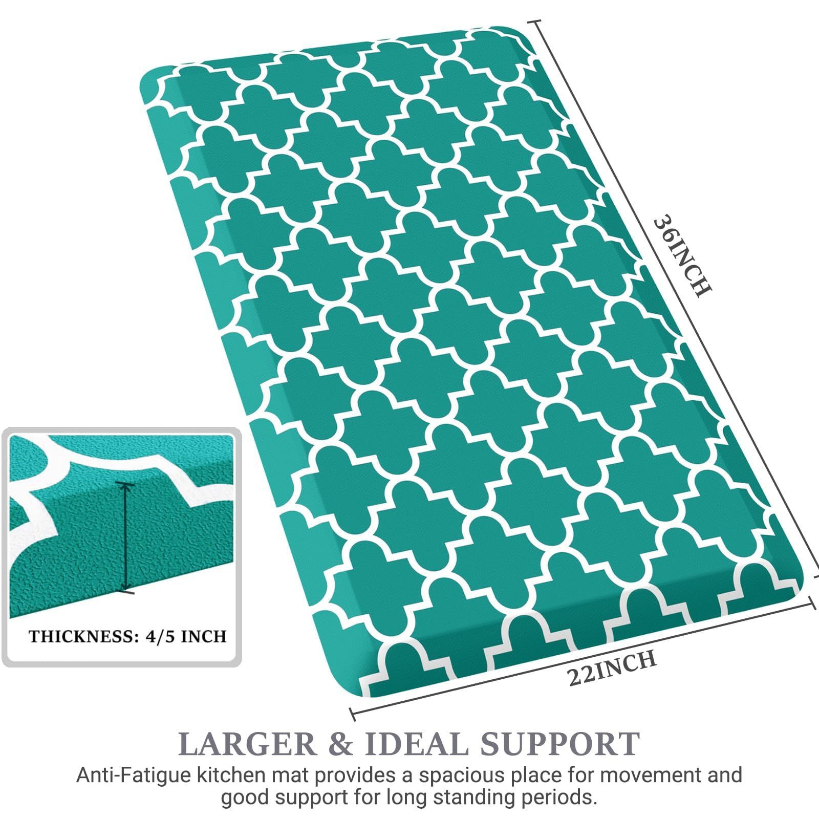 WISELIFE Anti Fatigue Floor Mat – 4/5 36&Prime;L x 22&Prime;W x 0.8&Prime;Th, Stylish Green
