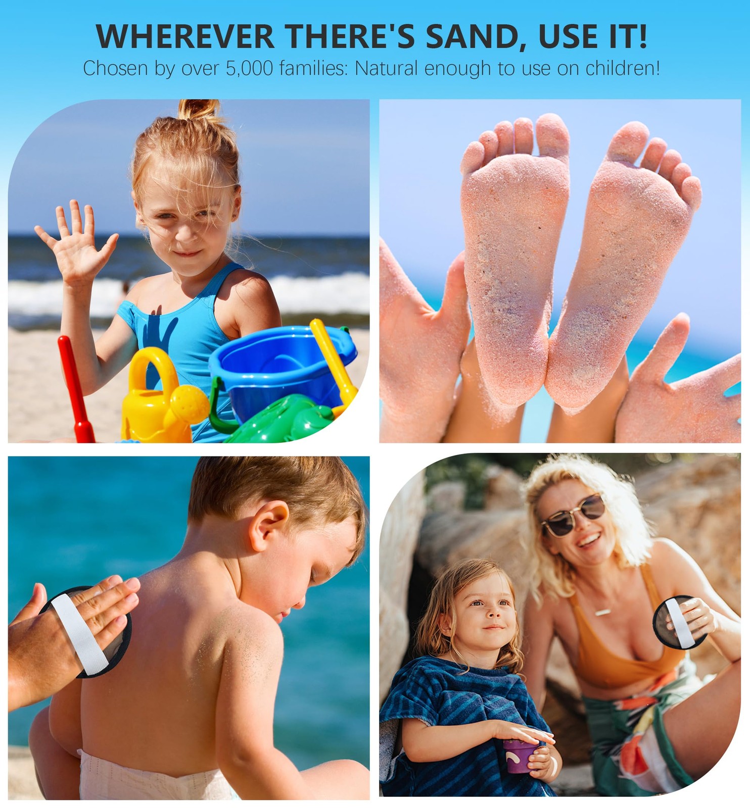 Antfuny 3 Pack Sand Rremover for Beach Eraser 3pcs Sunshine Good Wave