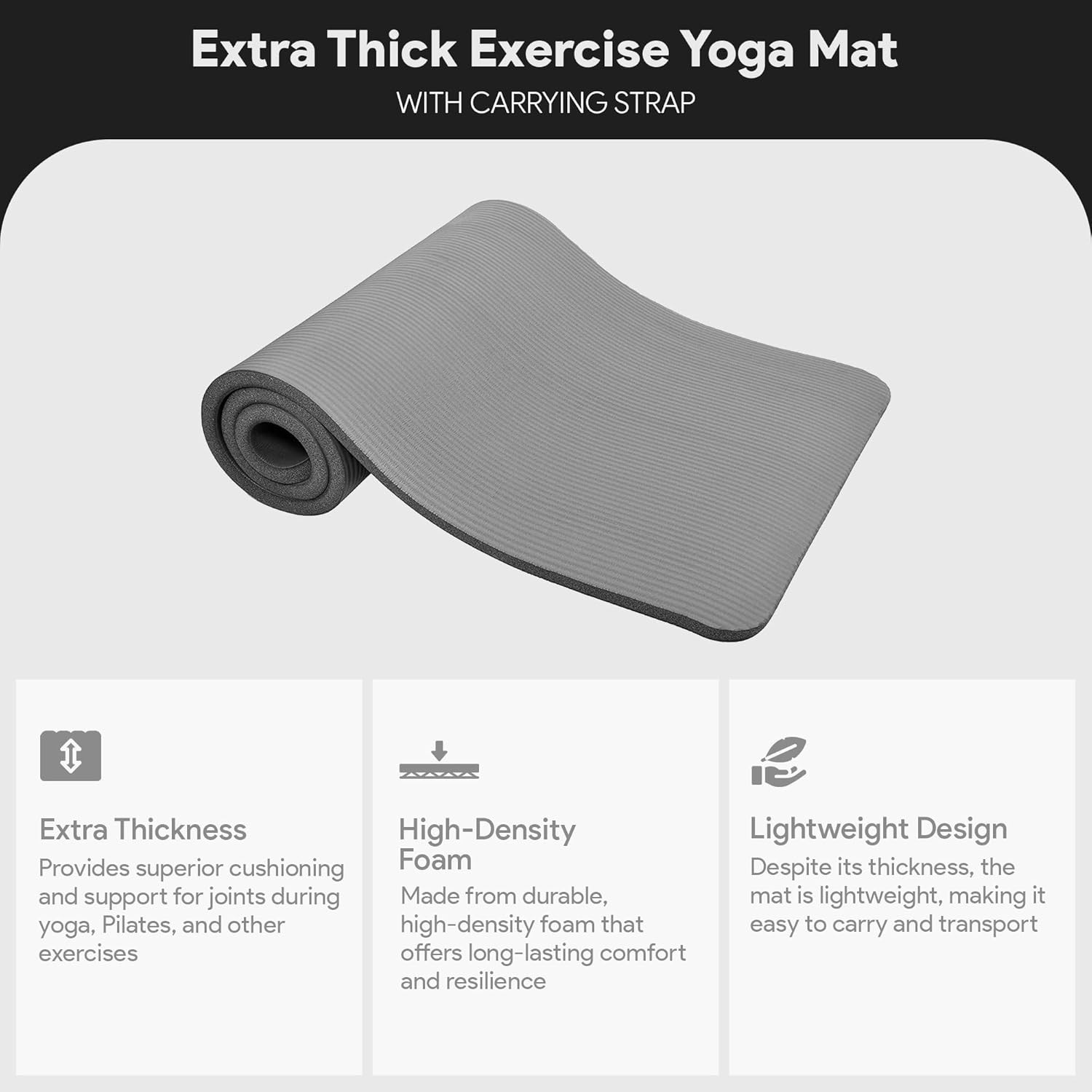 Balancefrom Yoga Mat, 1-Inch Extra Thick High Density Exercise Mat, Anti-Tear Ex