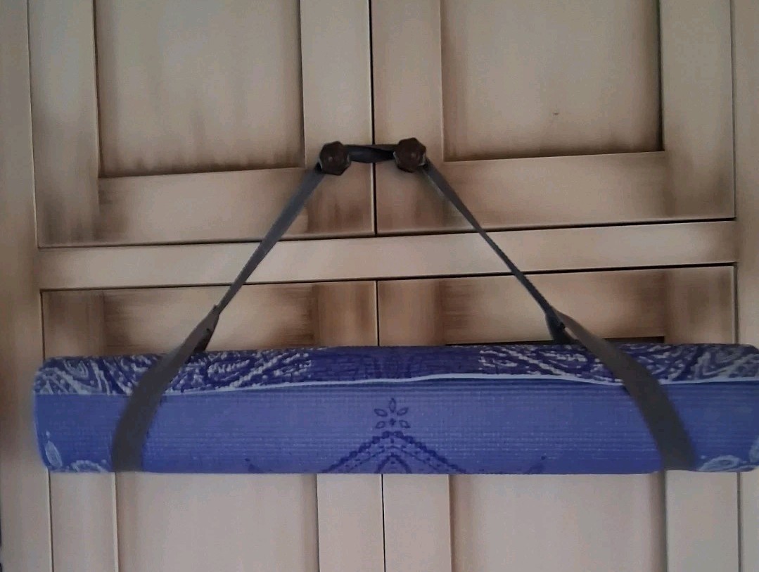 Yoga Mat Blue w Carrier Strap Antislip With Detachment Motivational Quote