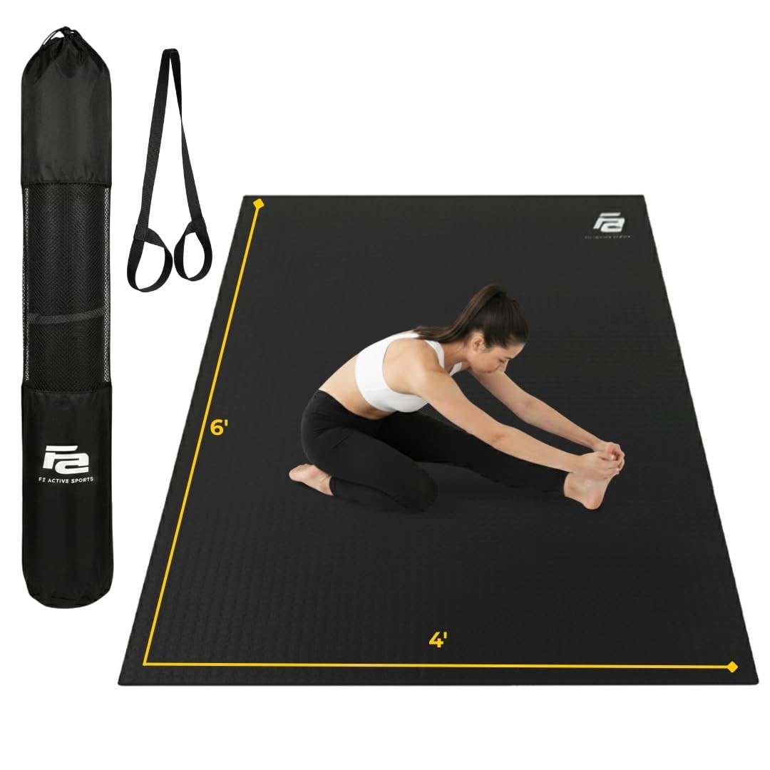 Oversized 6’ X 4’ Extra Large Workout Mat with Carry Bag & Straps — Heavy-Duty,