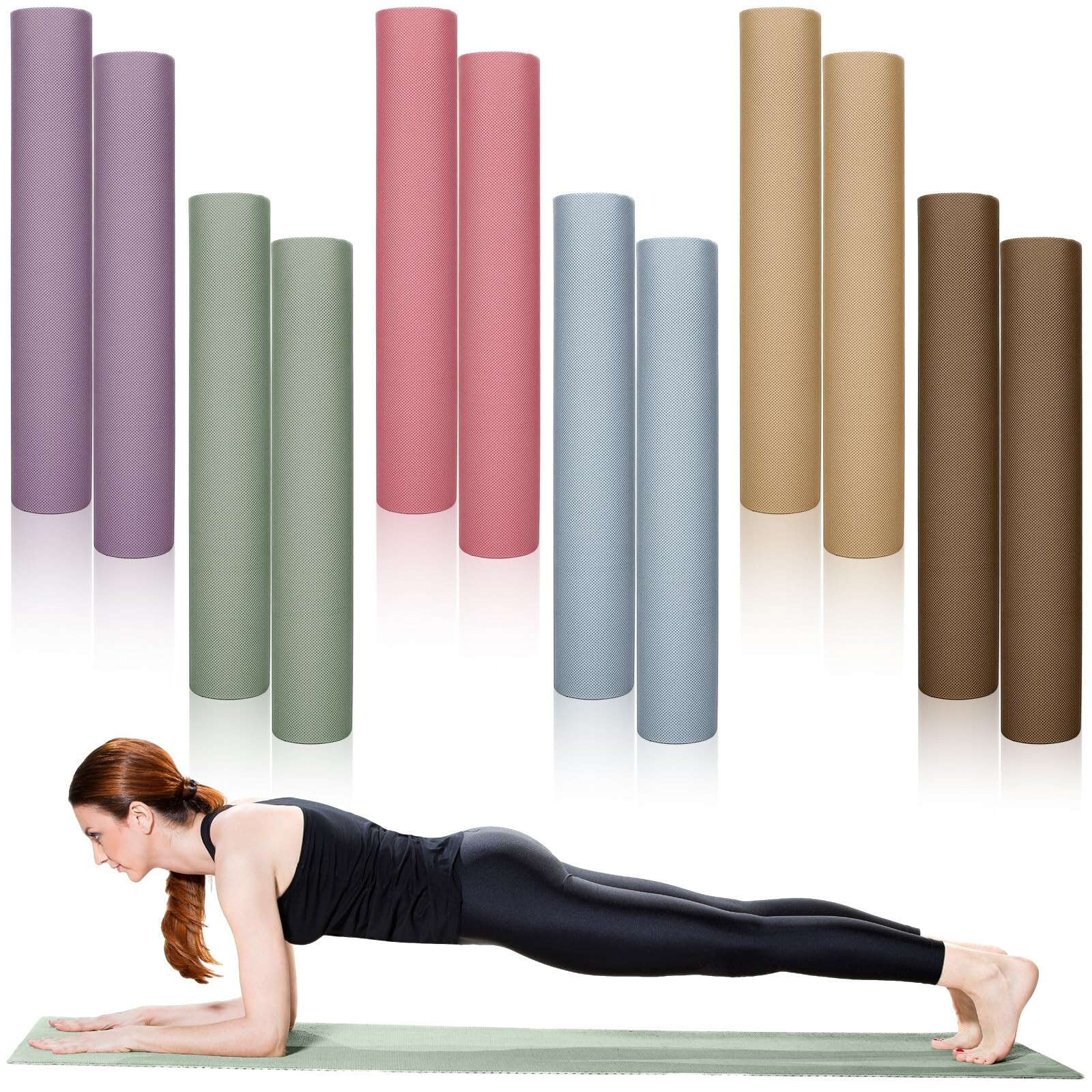 Timgle 12 Pack 68&Prime; x 24&Prime; Yoga Mat Bulk, 4mm Thick Extra Long Assorted Colors …