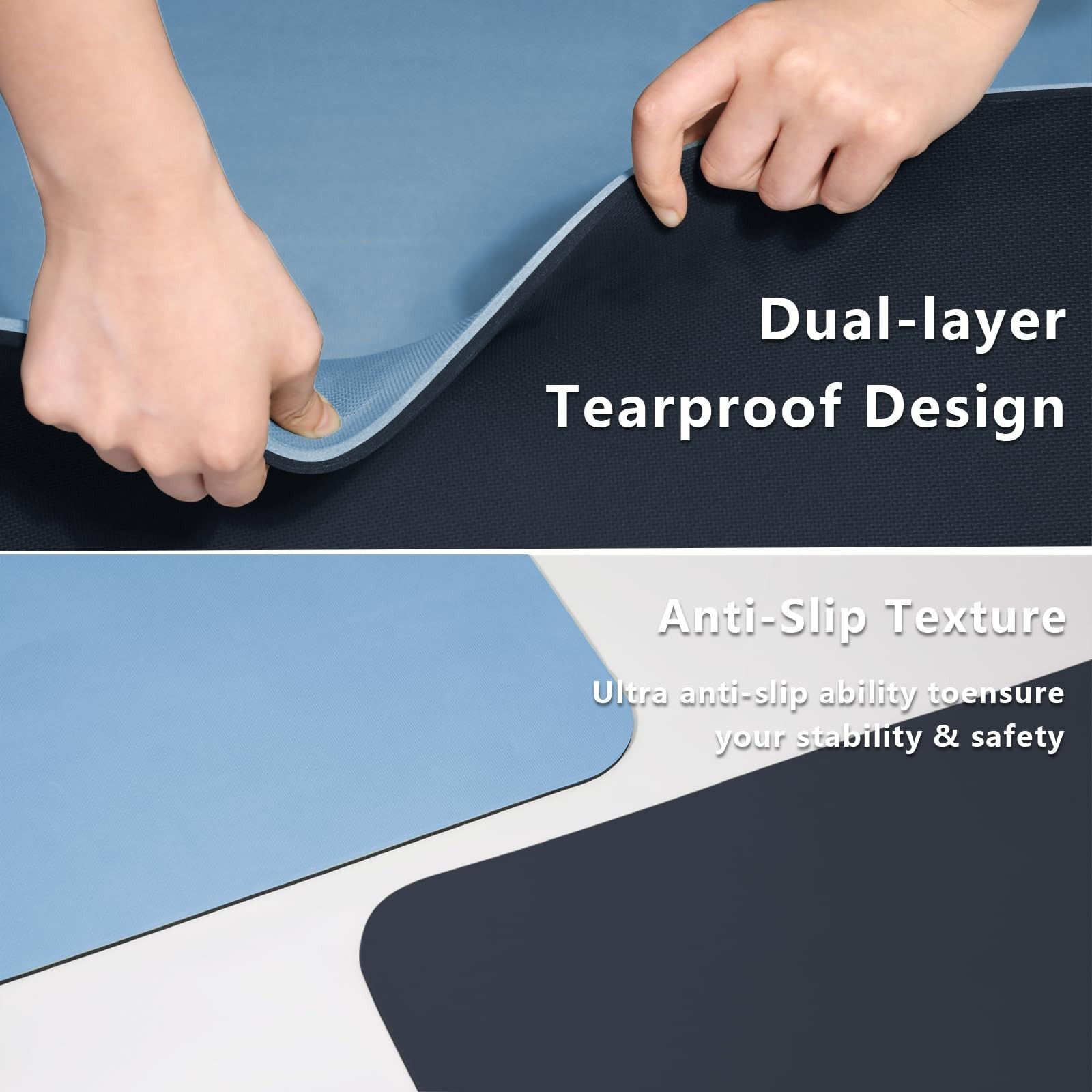 Wide Yoga Mat-80cm Non Slip Extra Thick 1/3 » Fitness Exercise Mat TPE Materi…