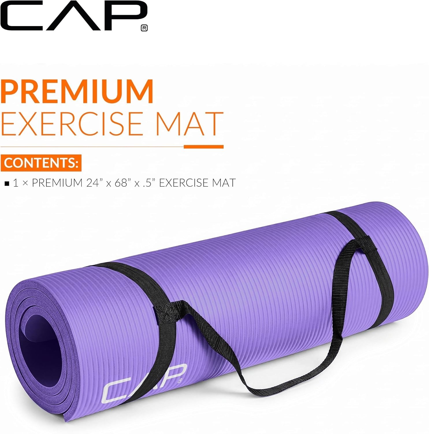 Comfortable & Portable 12mm Yoga Mat – Lightweight, Purple with Carrying Strap