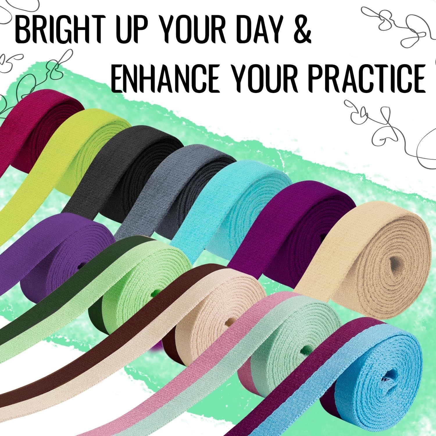 Adjustable 64” Yoga Mat Carrier Sling – Eco-Friendly Cotton Blend in Black