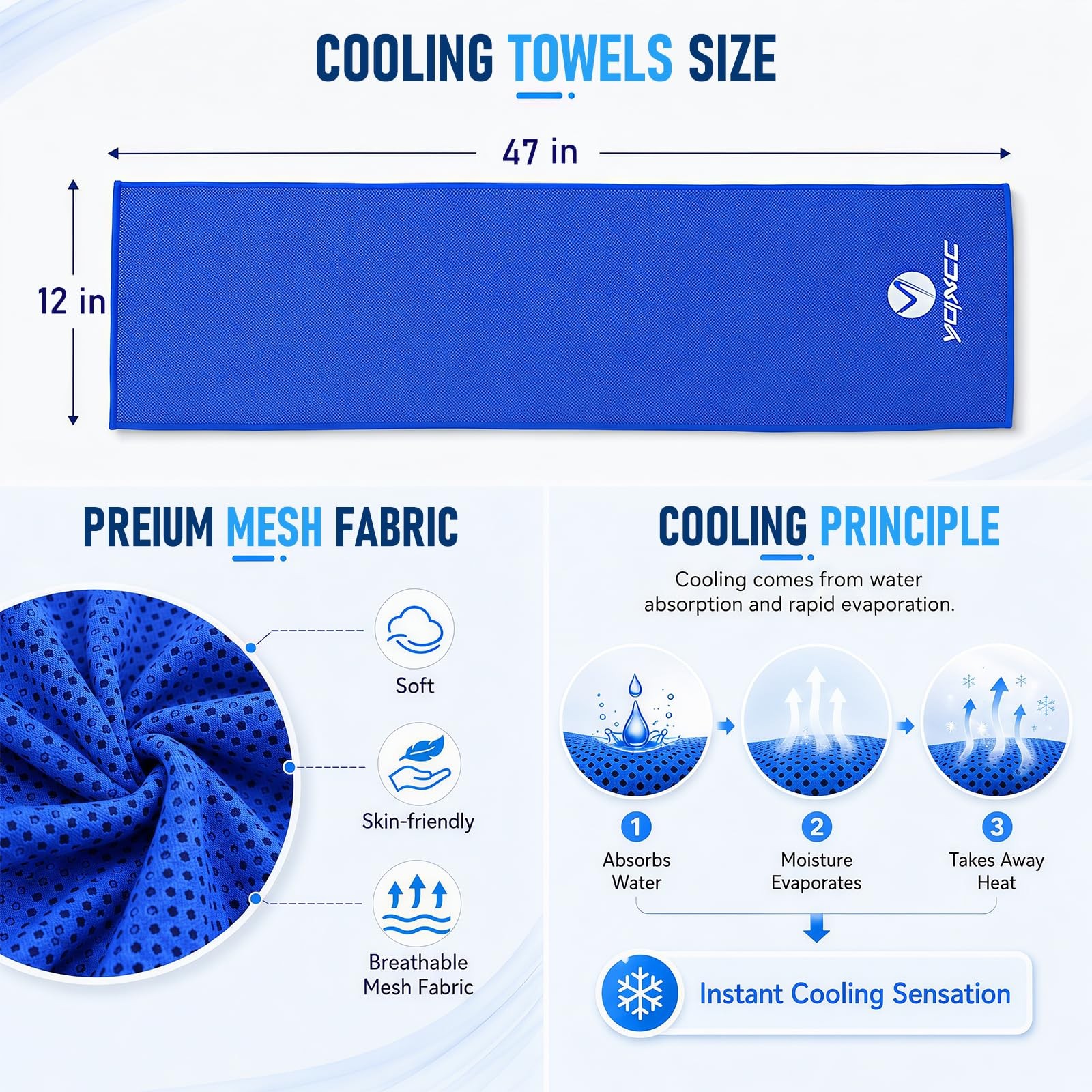 Yqxcc Cooling Towels 4 Pack 47X12 Ice Cool For Neck Microfiber Soft Breathable