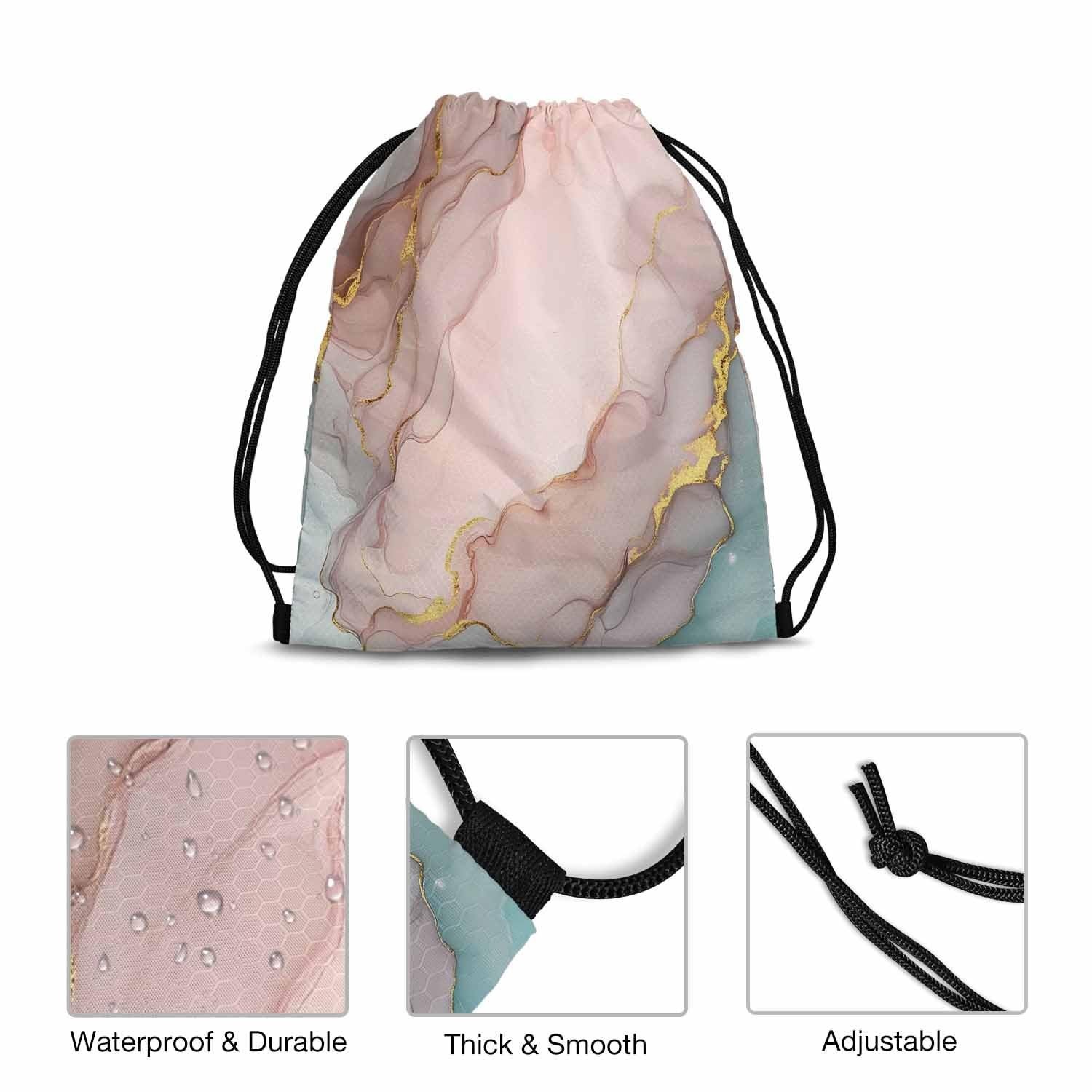 Drawstring Gym Backpack Gold Abstract Liquid Volleyball Bag Sports Backpack A…