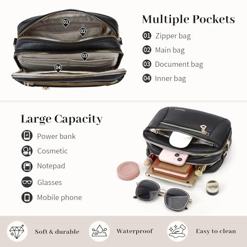Crossbody Purse for Women Small Crossbody Bags Trendy Vegan Leather with Black