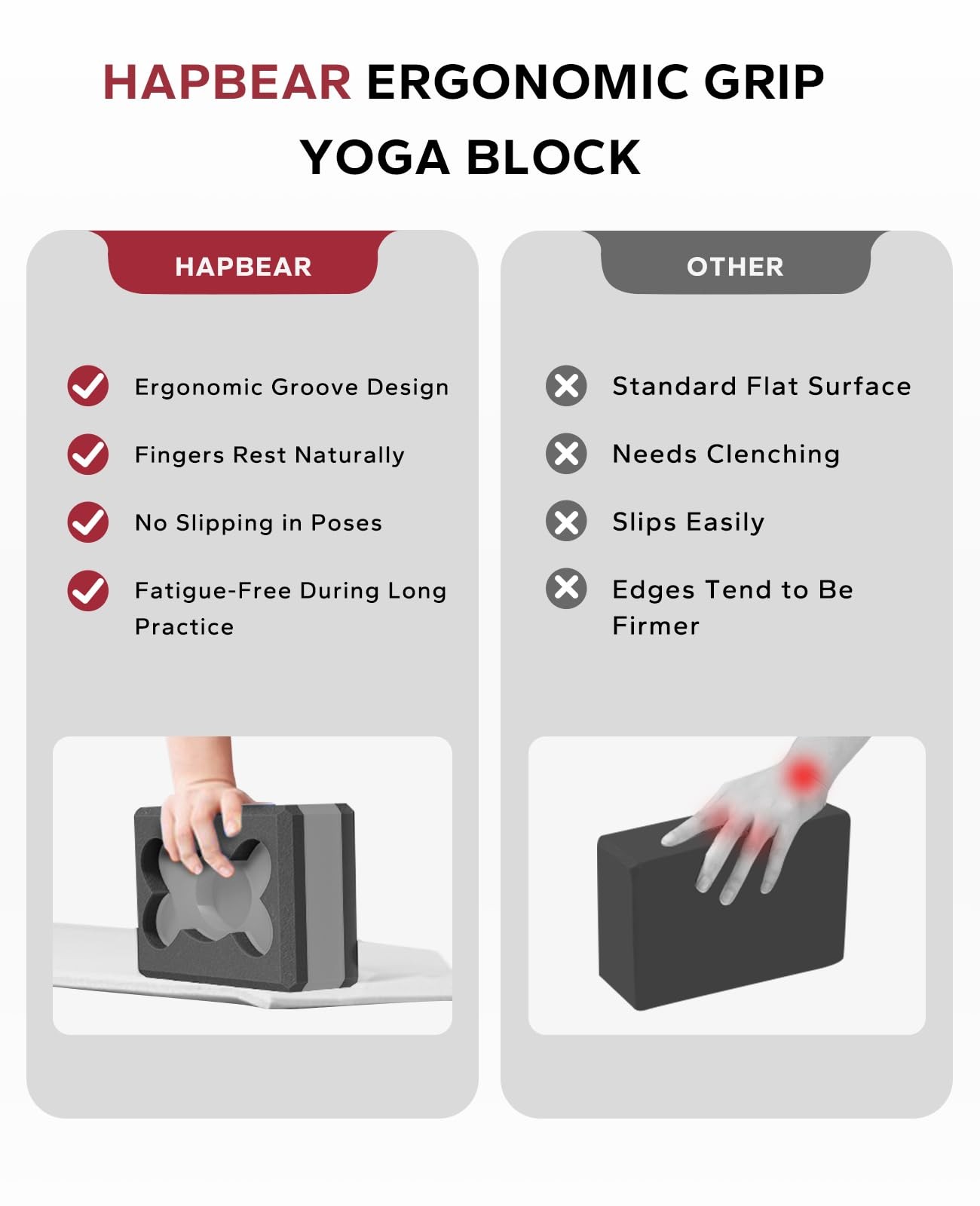 HAPBEAR Yoga Blocks 2 Pack 9x6x3in HighDensity EVA Foam with NonSlip Texture…