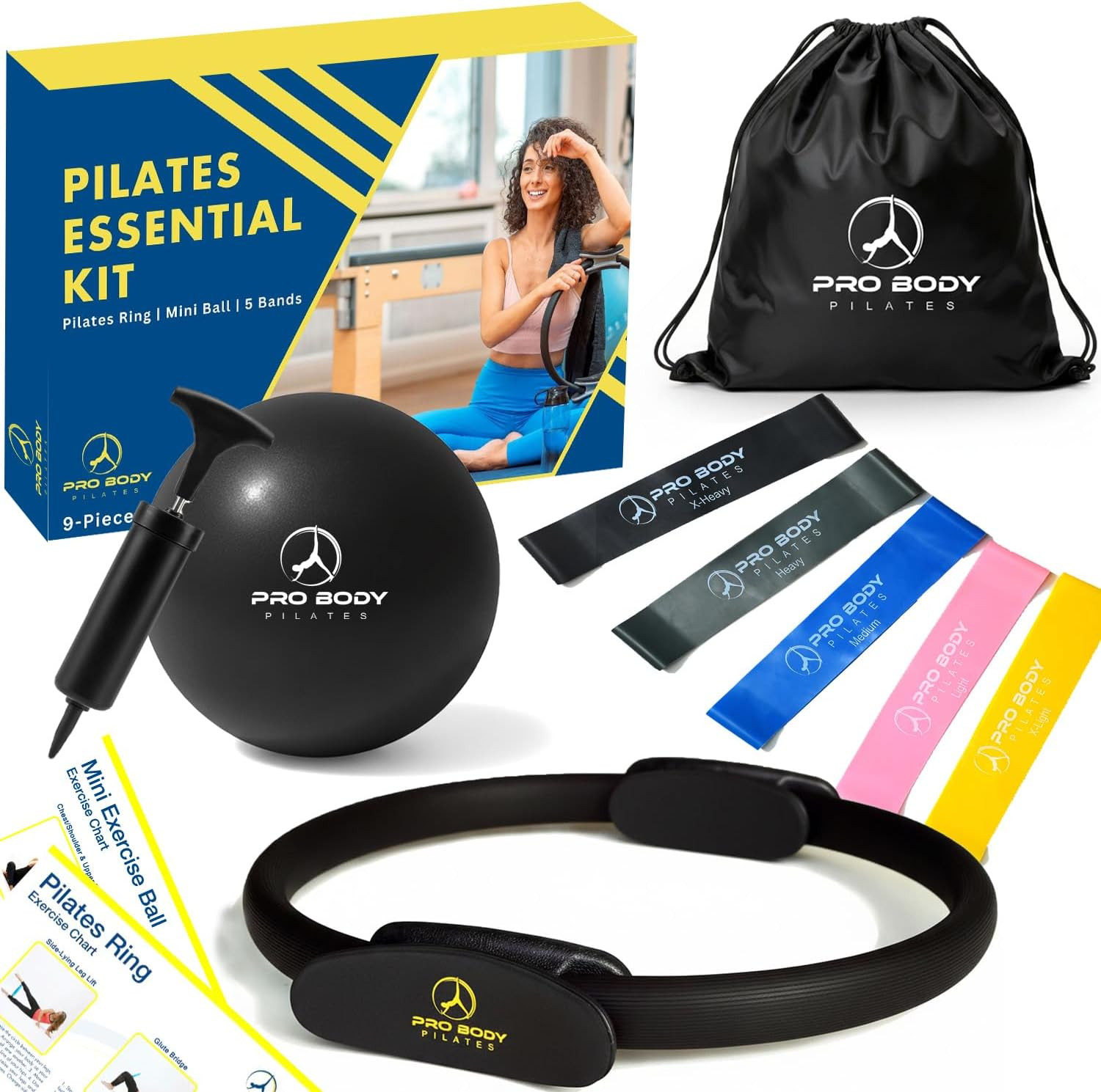 Ring Set with 14-Inch Magic Circle Ring, 9-Inch Exercise Ball, 5 Resistance Band