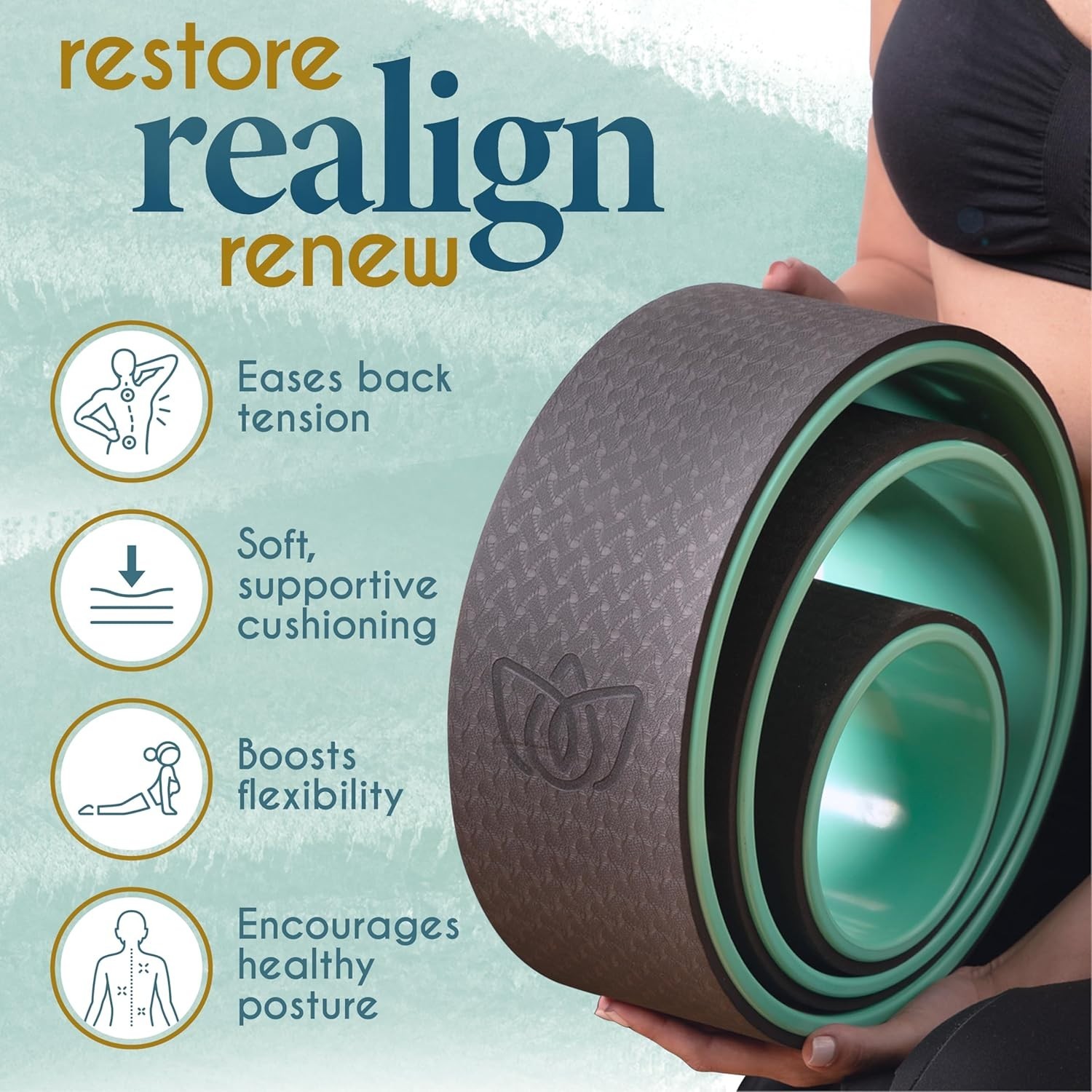 3-Pack Yoga Wheel Set: Back Stretcher and Roller for Flexibility Improvement