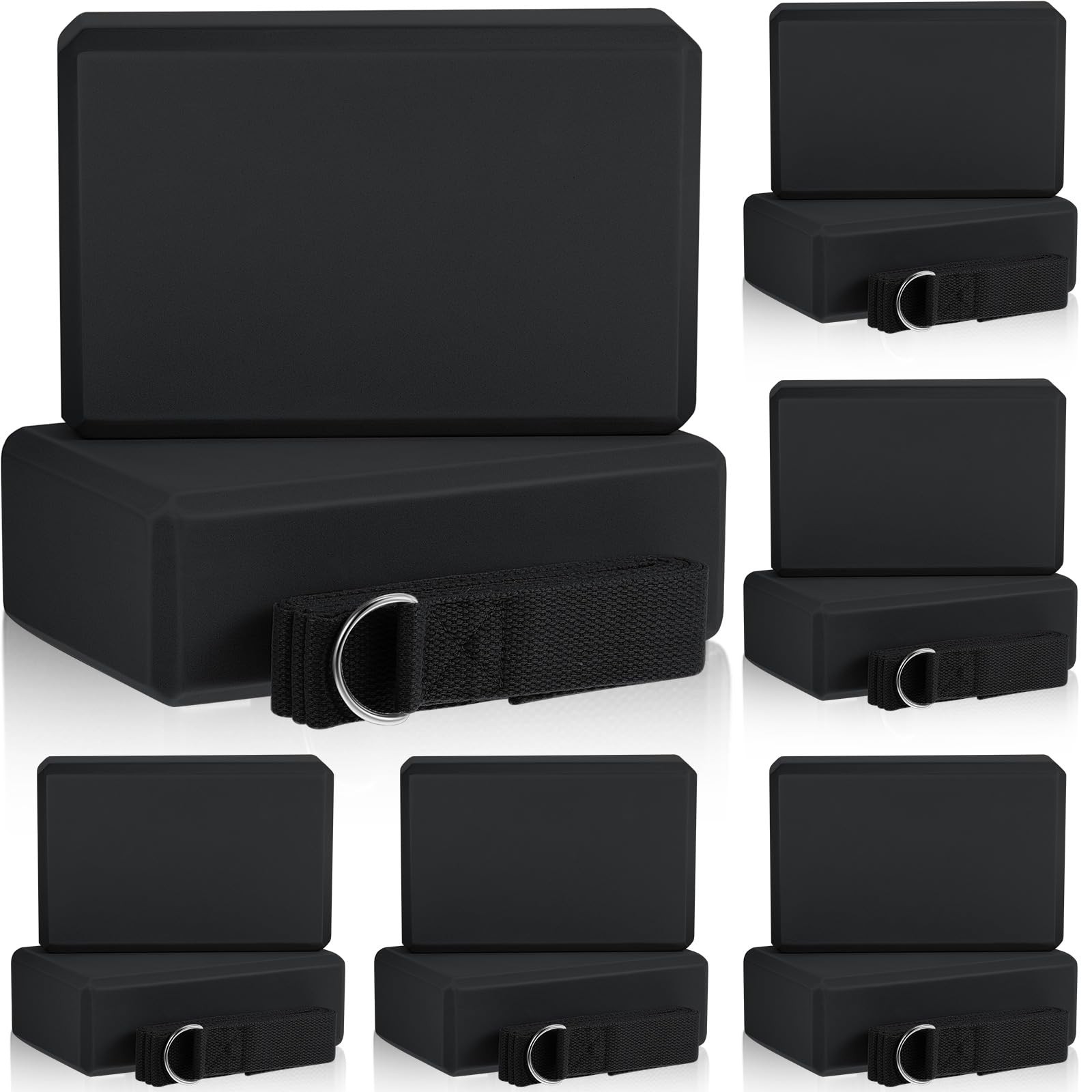 18 Pcs Yoga Block and Strap Set 9 x 6 x 3 Inch EVA Foam Non black