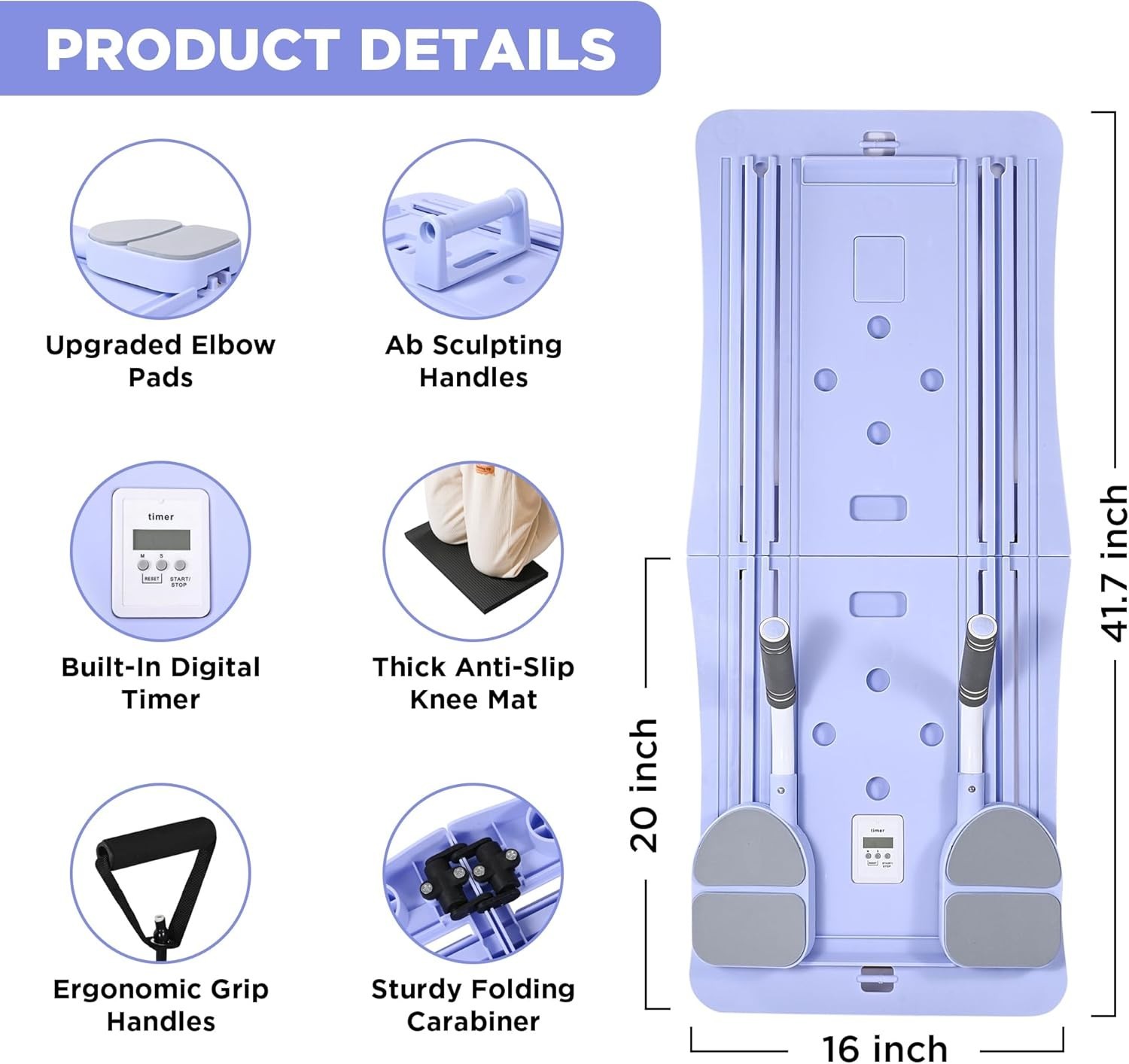 Pilates Board-Pilates Reformer Set With Timer, Ab Sculpting Handles,Home Workout