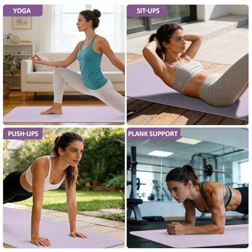 Yoga Mat Non Slip, 72&Prime;L x 24&Prime;W x 0.24&Prime;/0.32&Prime;TH, 0.24*24*72 Inches Lavender