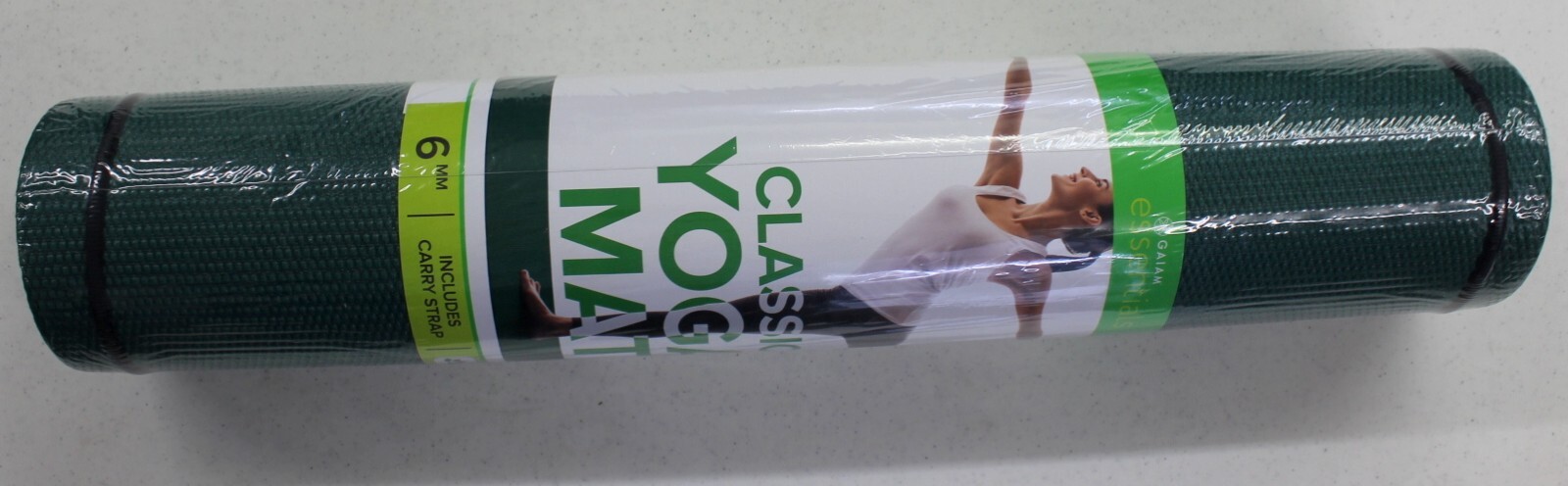Gaiam Essentials Classic Yoga Mat Green 6mm Includes Carry Strap 72&Prime; x 24&Prime;