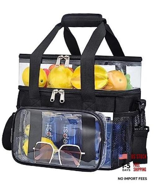 Clear Lunch Bag – Large Clear Lunch Bag for Work Double-Deck Reusable Lunch