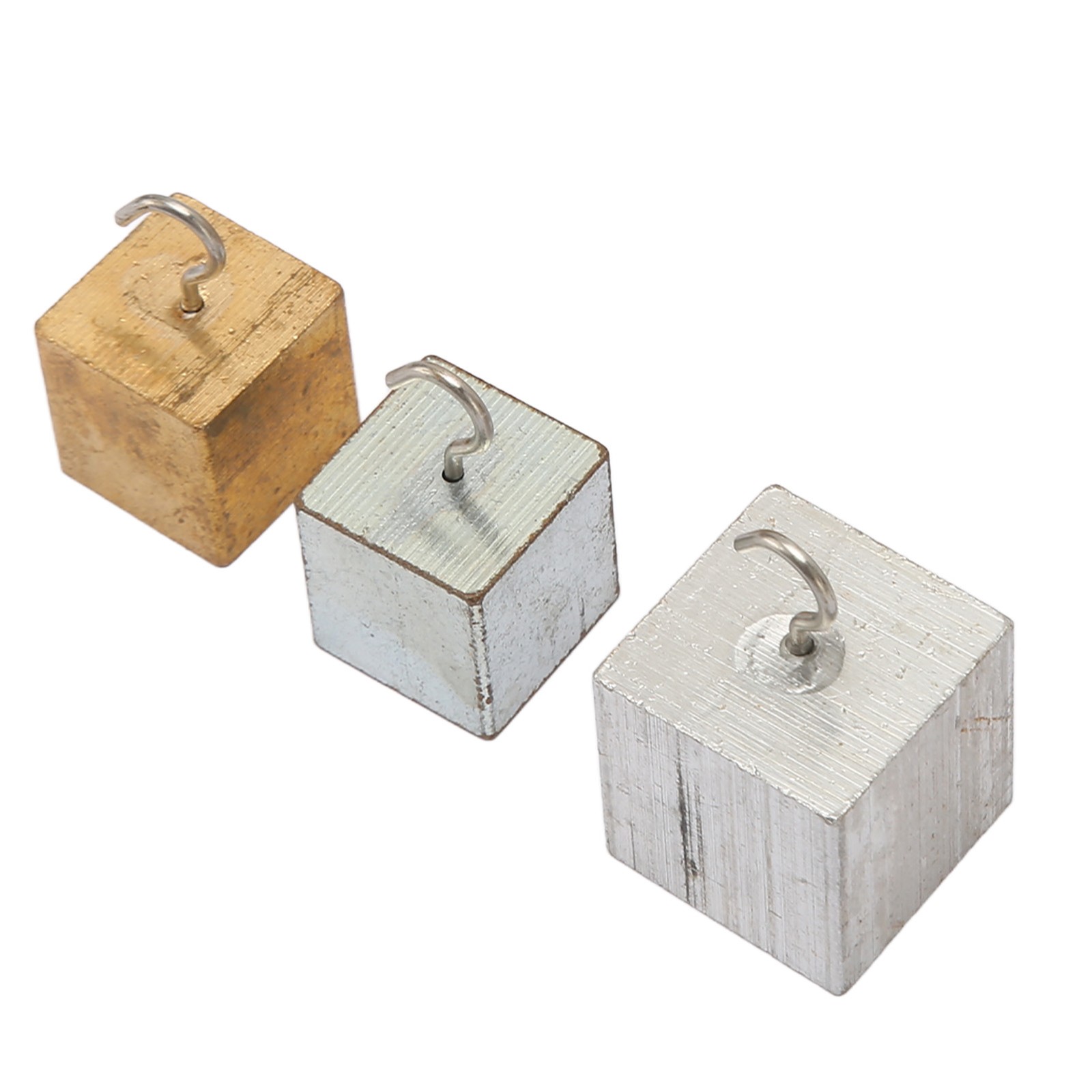5x Density Cubes Set Copper Iron Aluminum Solid Wood Density Blocks For Phys SET