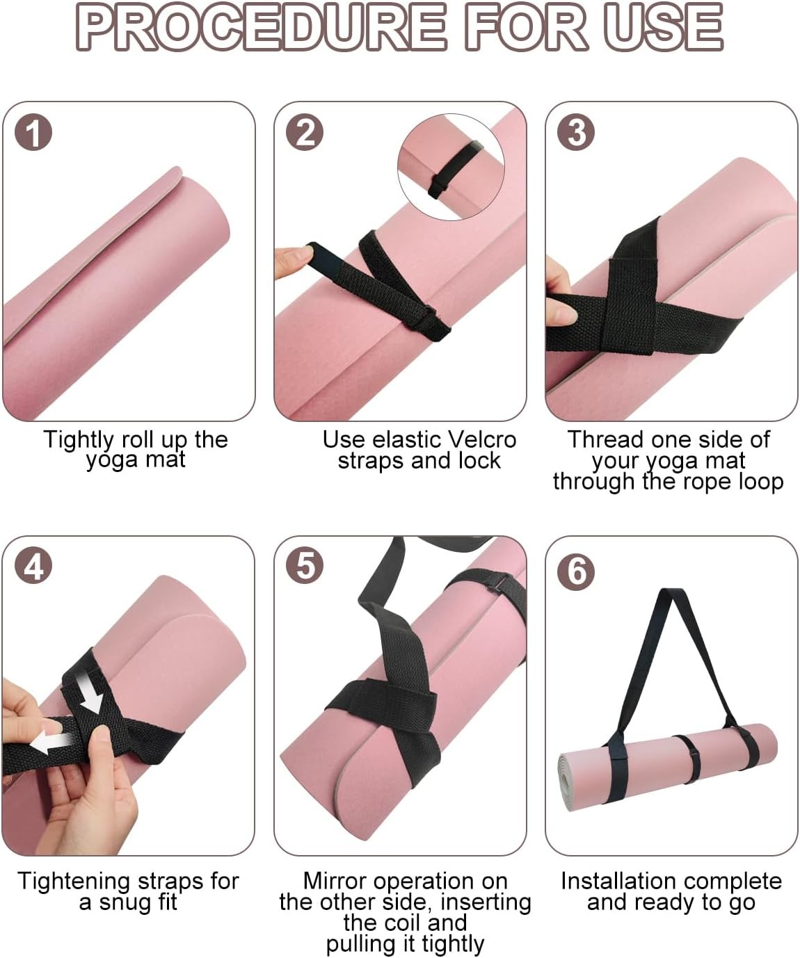 Yoga Pilates Mat Carrier Strap Adjustable Shoulder Sling for Easy Transport Use