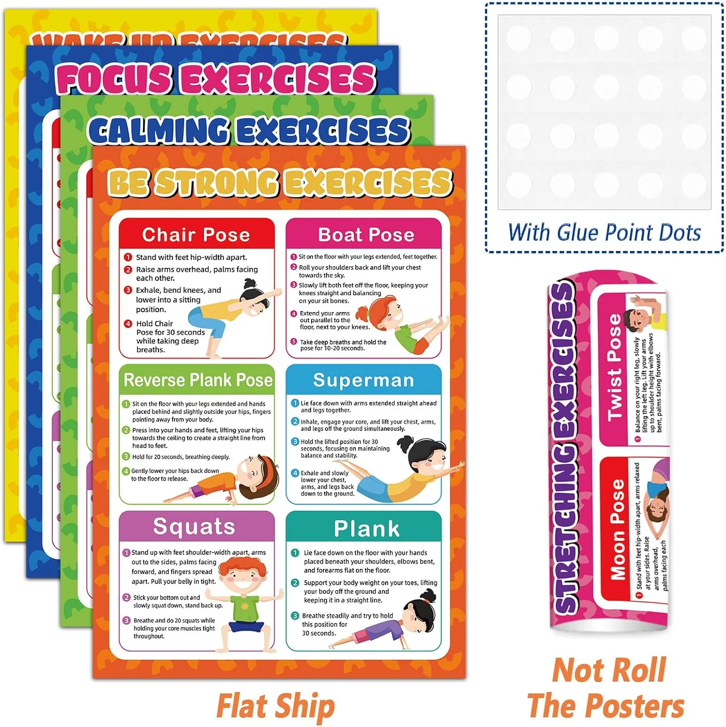 gisgfim Exercise Posters Stretching Yoga Workout Poster Physical Educational Fit