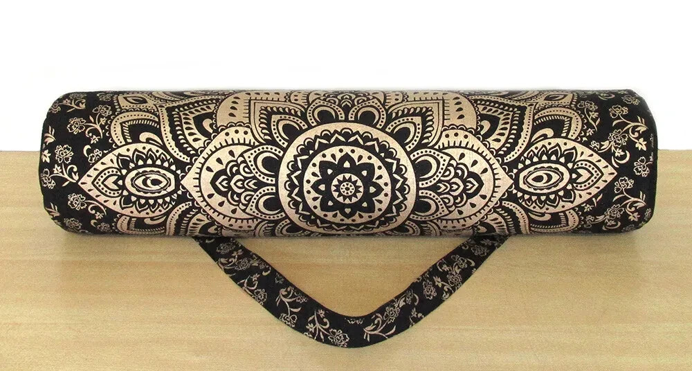 Lot of 10 Yoga Mat Bags Black Gold Mandala Hippie Carry Strap Gym Hippie Gypsy