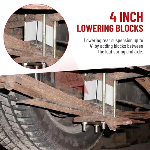 4 inch Universal Leaf Spring Lowering Block, 2 Pack Aluminum 4 inch Lower Block